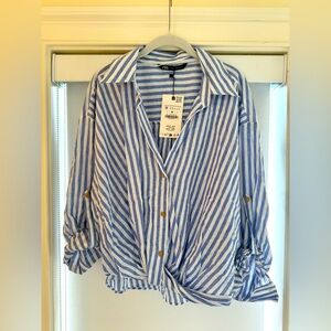 Zara Striped Blue and White Shirt
